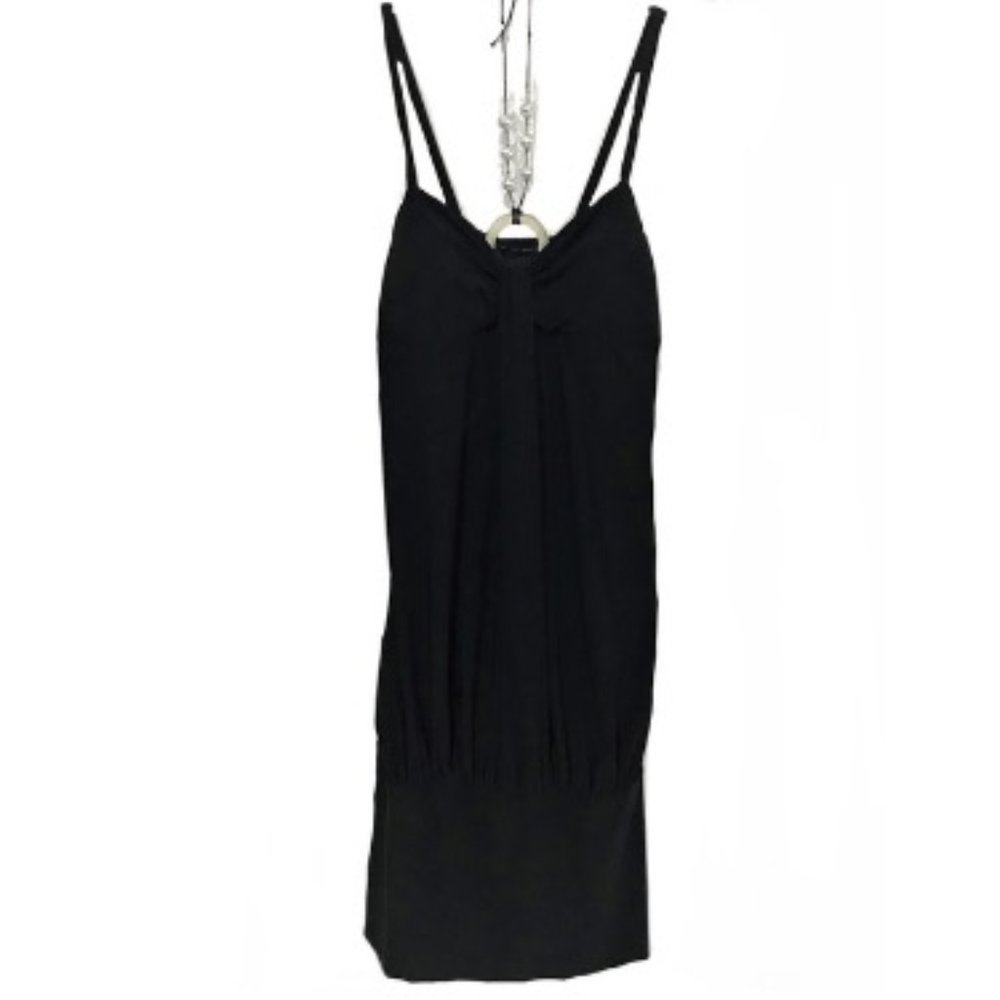 Women Fashion Cocktail Midi Dress, Knee Length, Beaded Neck Design, Black, Small